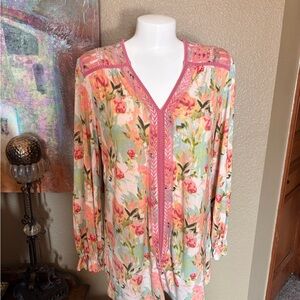 Soft Surroundings Floral Long Sleeve Blouse(S)